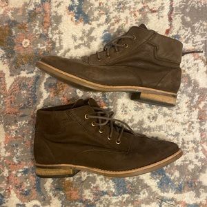 Lace Up Brown Suede/leather Ankle Boots